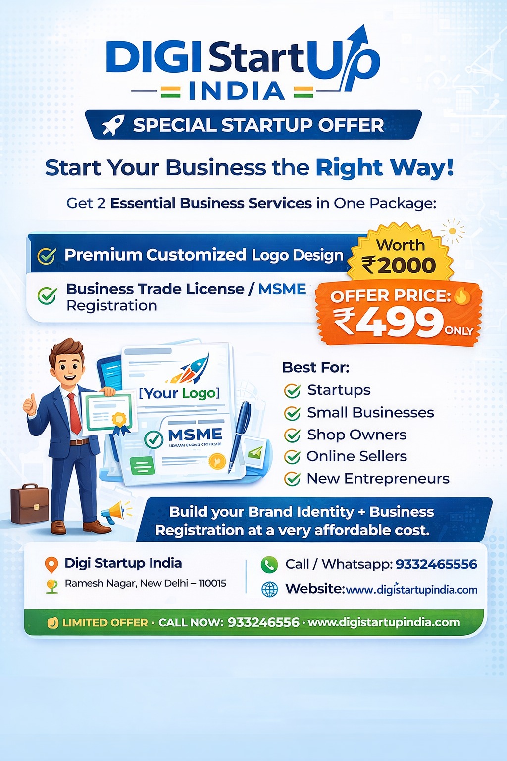 Special startup offer with logo design and MSME registration